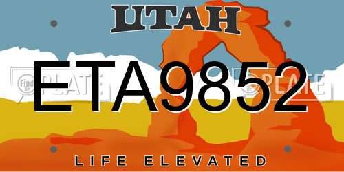 ETA9852 Utah License Plate