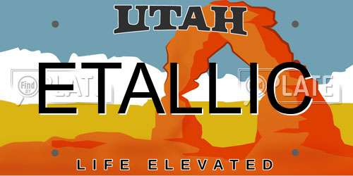 ETALLIC Utah License Plate