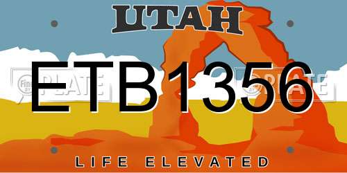 ETB1356 Utah License Plate