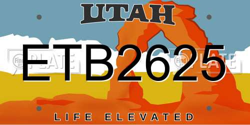ETB2625 Utah License Plate