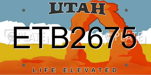 ETB2675 Utah License Plate