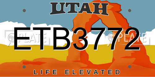 ETB3772 Utah License Plate