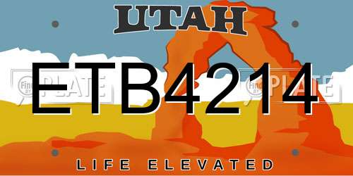 ETB4214 Utah License Plate