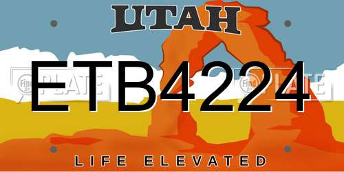 ETB4224 Utah License Plate