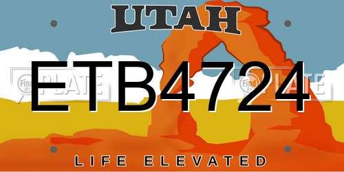 ETB4724 Utah License Plate