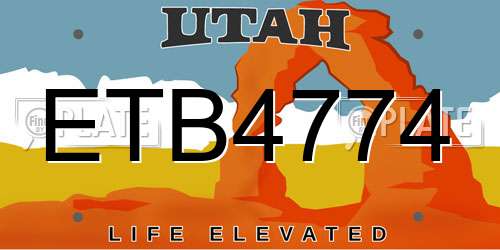 ETB4774 Utah License Plate