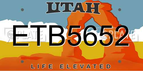 ETB5652 Utah License Plate