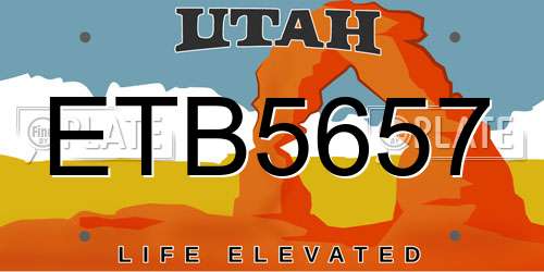 ETB5657 Utah License Plate