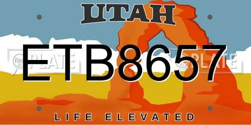 ETB8657 Utah License Plate