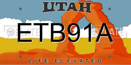 ETB91A Utah License Plate