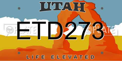 ETD273 Utah License Plate