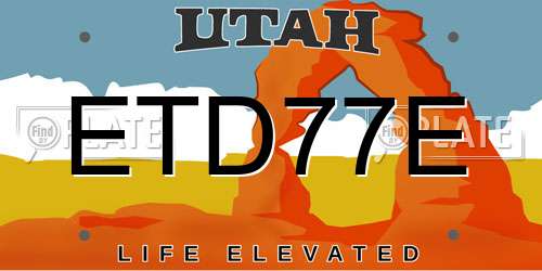 ETD77E Utah License Plate