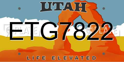 ETG7822 Utah License Plate