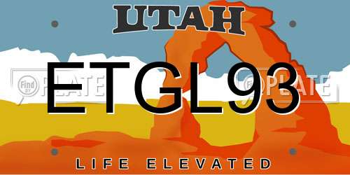 ETGL93 Utah License Plate