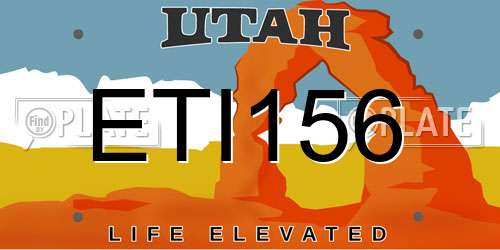 ETI156 Utah License Plate