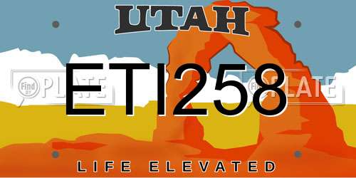 ETI258 Utah License Plate