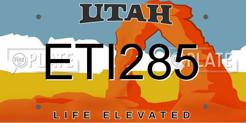 ETI285 Utah License Plate