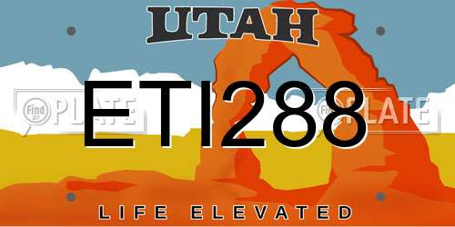 ETI288 Utah License Plate