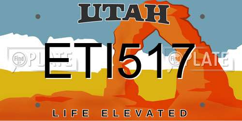 ETI517 Utah License Plate
