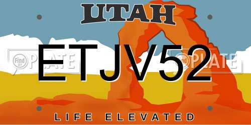 ETJV52 Utah License Plate