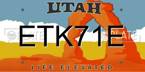 ETK71E Utah License Plate
