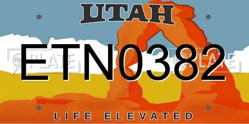 ETN0382 Utah License Plate