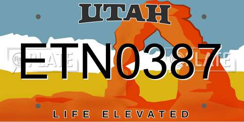 ETN0387 Utah License Plate