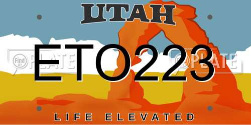 ETO223 Utah License Plate