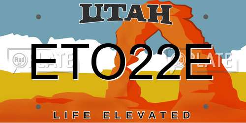 ETO22E Utah License Plate