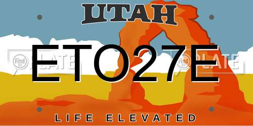 ETO27E Utah License Plate