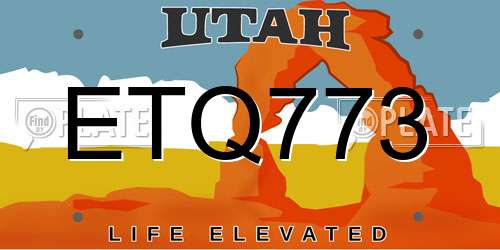 ETQ773 Utah License Plate