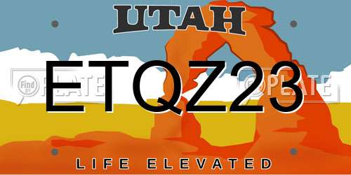 ETQZ23 Utah License Plate