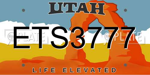 ETS3777 Utah License Plate