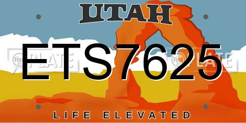ETS7625 Utah License Plate