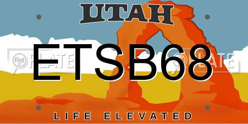 ETSB68 Utah License Plate