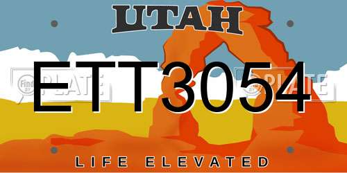 ETT3054 Utah License Plate