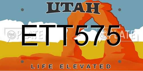 ETT575 Utah License Plate