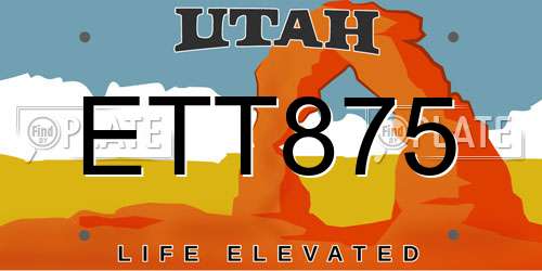 ETT875 Utah License Plate