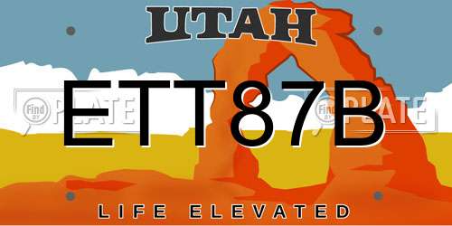 ETT87B Utah License Plate