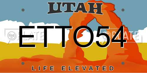 ETTO54 Utah License Plate