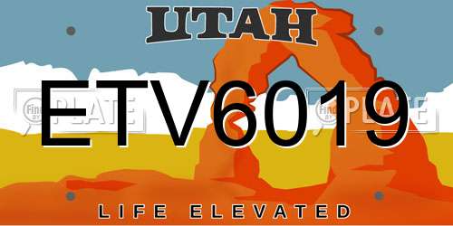 ETV6019 Utah License Plate