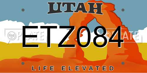 ETZ084 Utah License Plate