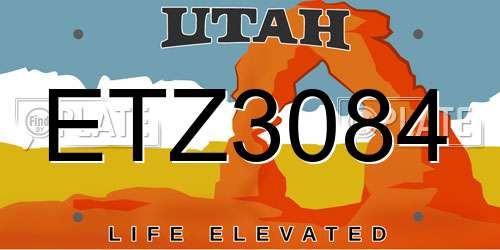 ETZ3084 Utah License Plate