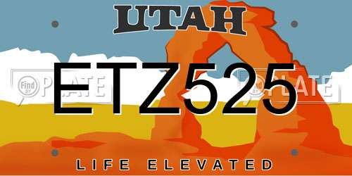 ETZ525 Utah License Plate