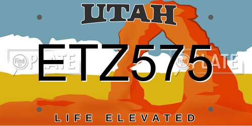 ETZ575 Utah License Plate