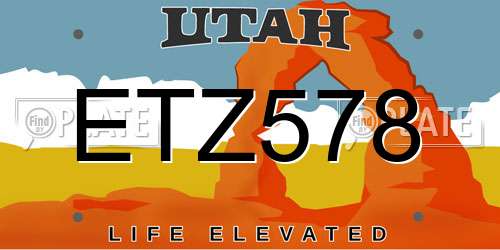 ETZ578 Utah License Plate