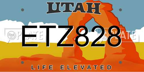ETZ828 Utah License Plate