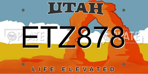 ETZ878 Utah License Plate