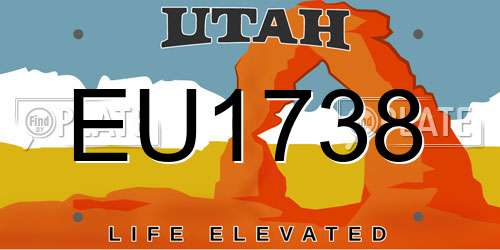EU1738 Utah License Plate