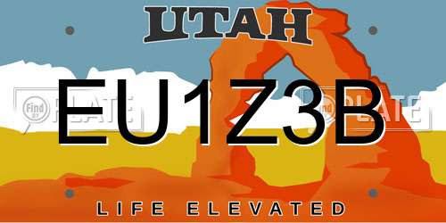 EU1Z3B Utah License Plate